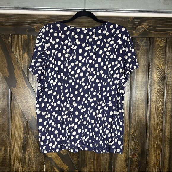 Maeve Anthropologie Clemente Cotton Top Women's Size XL Navy Blue Dots - Picture 4 of 11